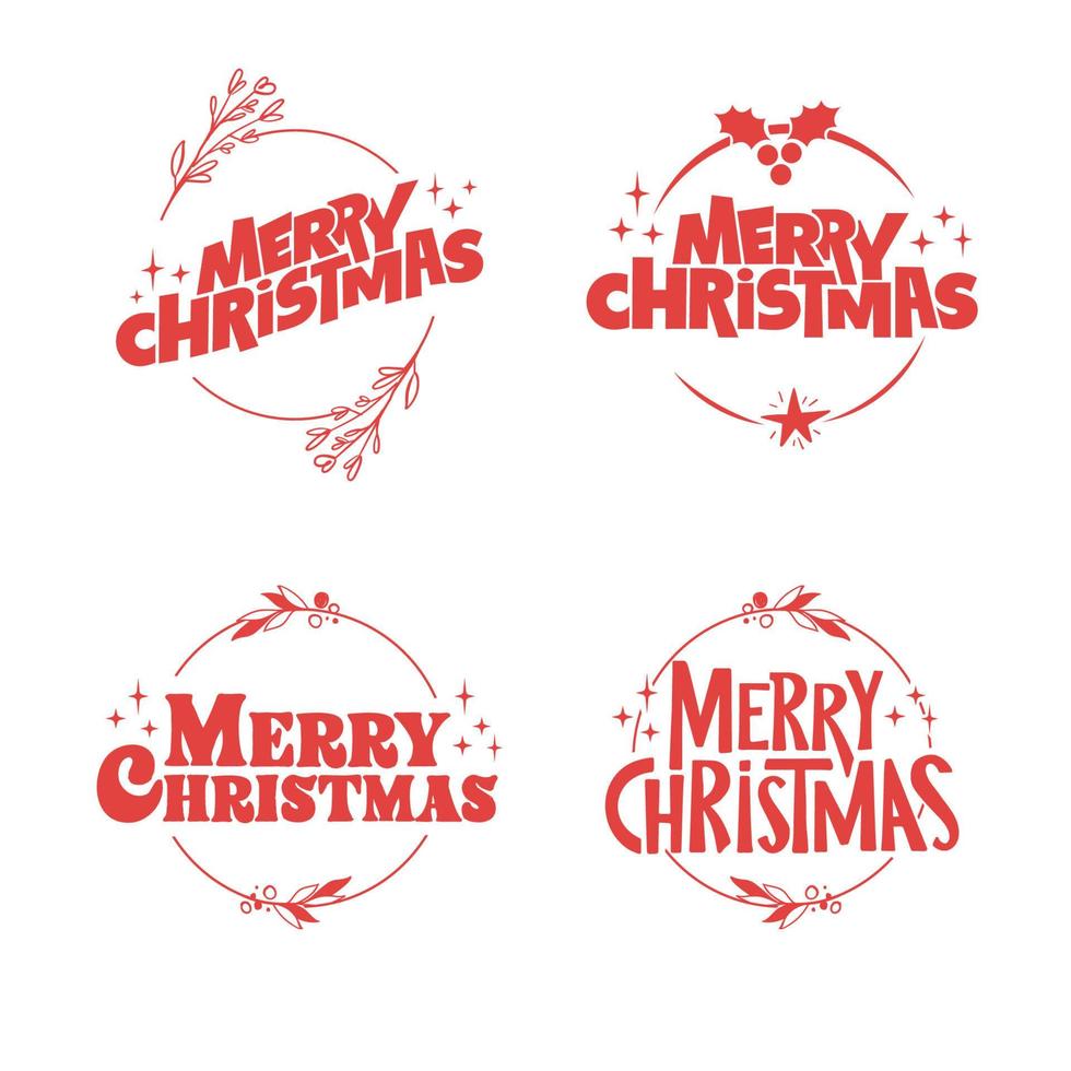 Merry christmas lettering design. Xmas holidays decoration badge. vector