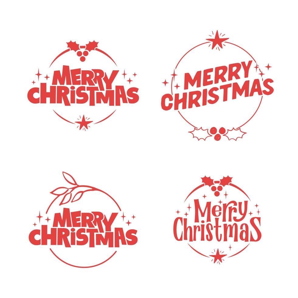 Merry christmas lettering design. Xmas holidays decoration badge. vector