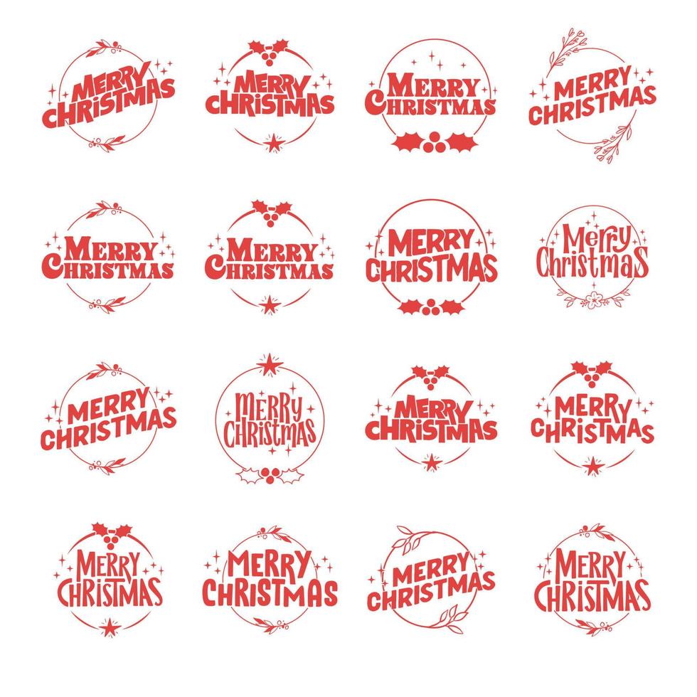 Merry christmas lettering design. Xmas holidays decoration badge. vector