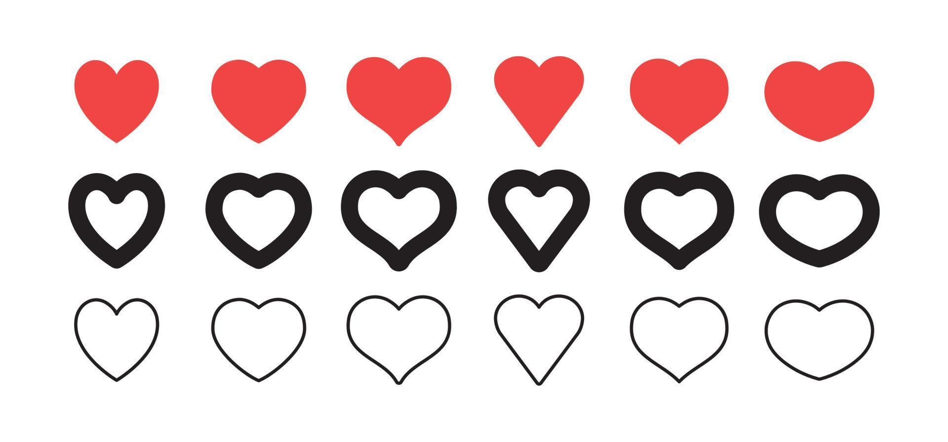 Vector hearts. Heart shape icon collection. Valentines day love symbol.