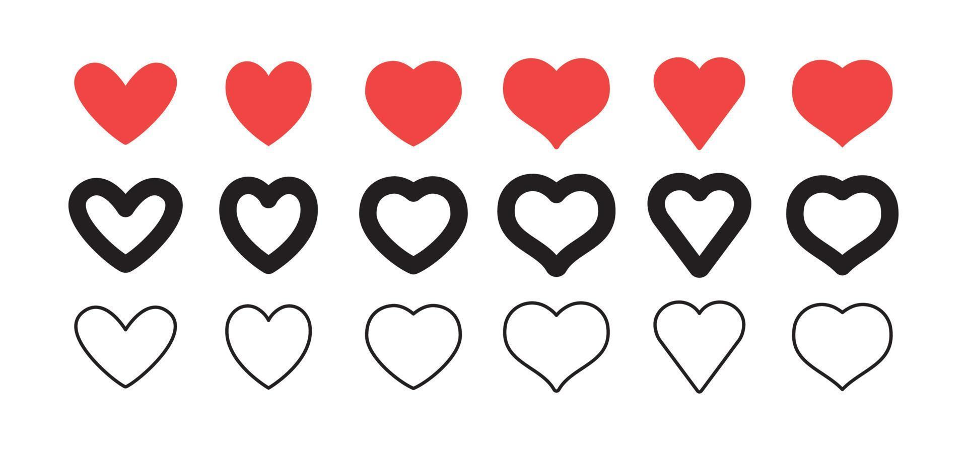 Vector hearts. Heart shape icon collection. Valentines day love symbol.