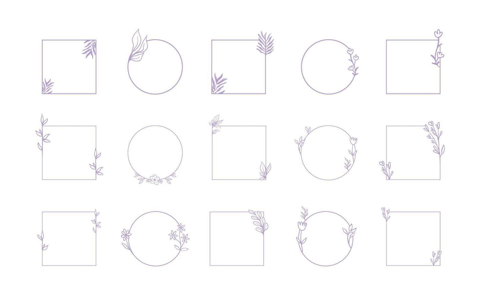 floral-decorative-vector-frame-circle-and-square-shaped-frame-elegant