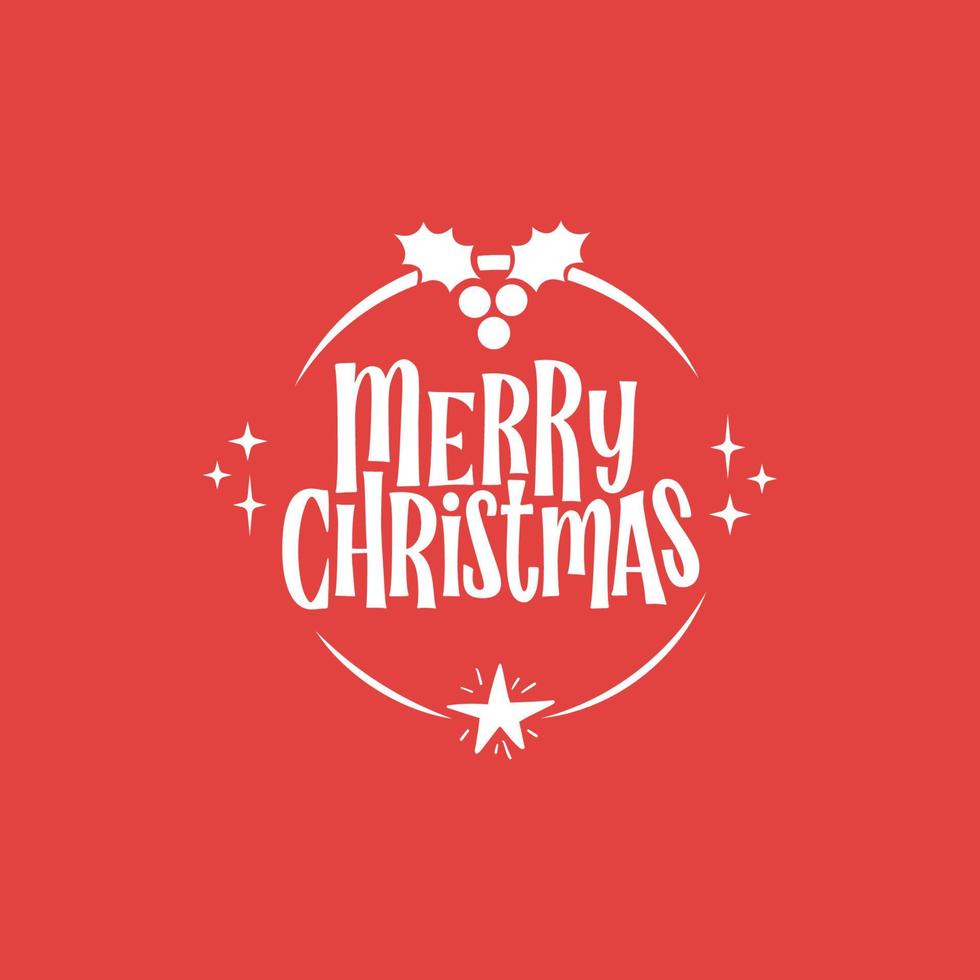 Merry Christmas lettering. Decorative holidays badge. Xmas celebration design for card or banner. vector