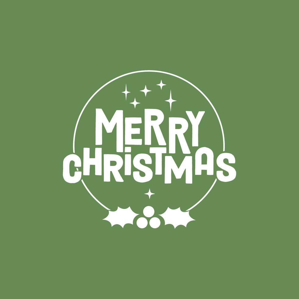 Merry Christmas lettering. Decorative holidays badge. Xmas celebration design for card or banner. vector