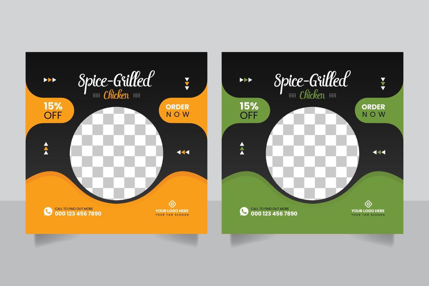 Creative spice grilled food business marketing banner for social media post template vector