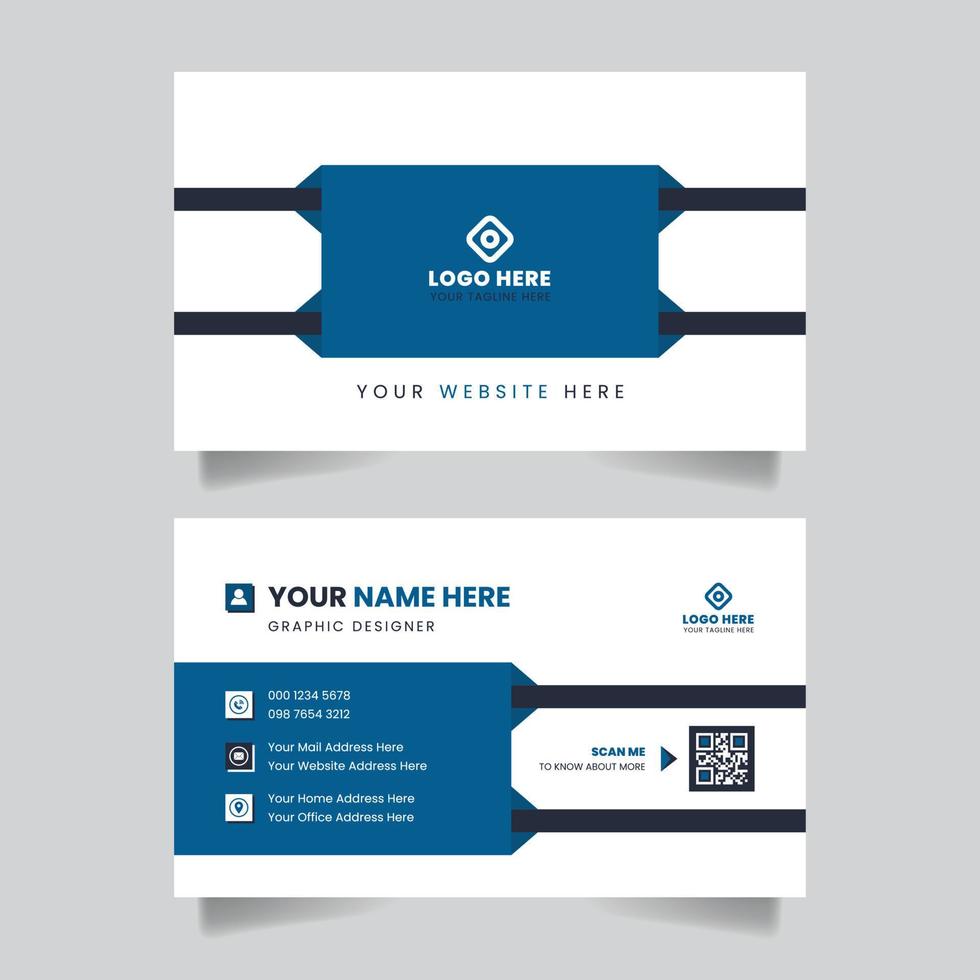 Modern creative business card and name card visiting card horizontal simple clean template design vector