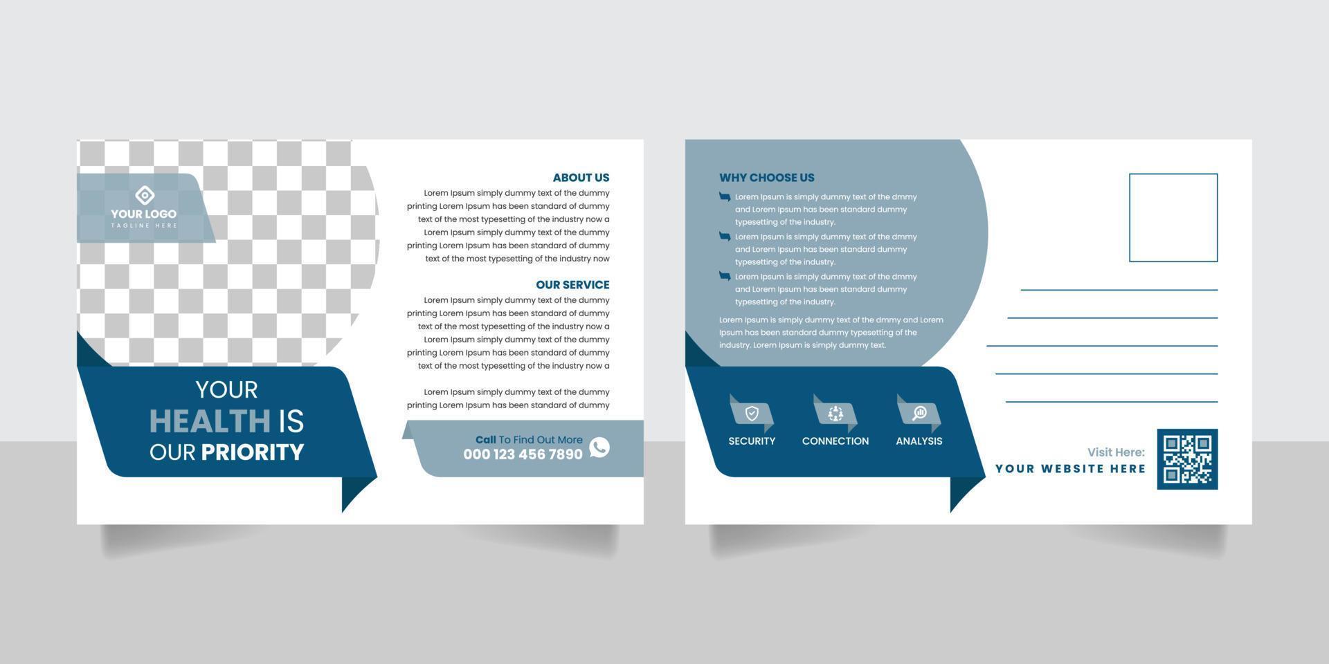 Corporate real estate business postcard design template vector