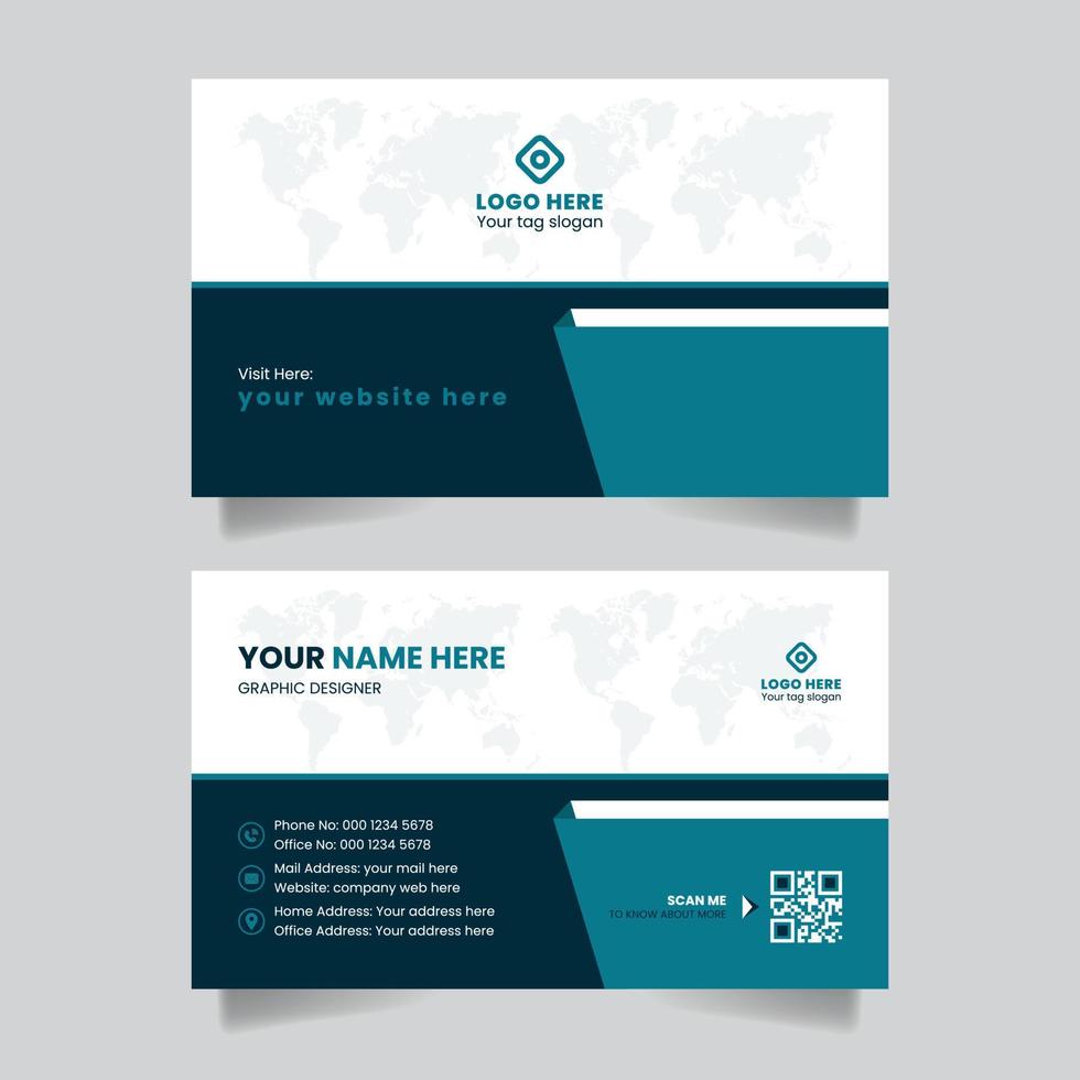 Simple double-sided creative business card name or visiting card design template vector