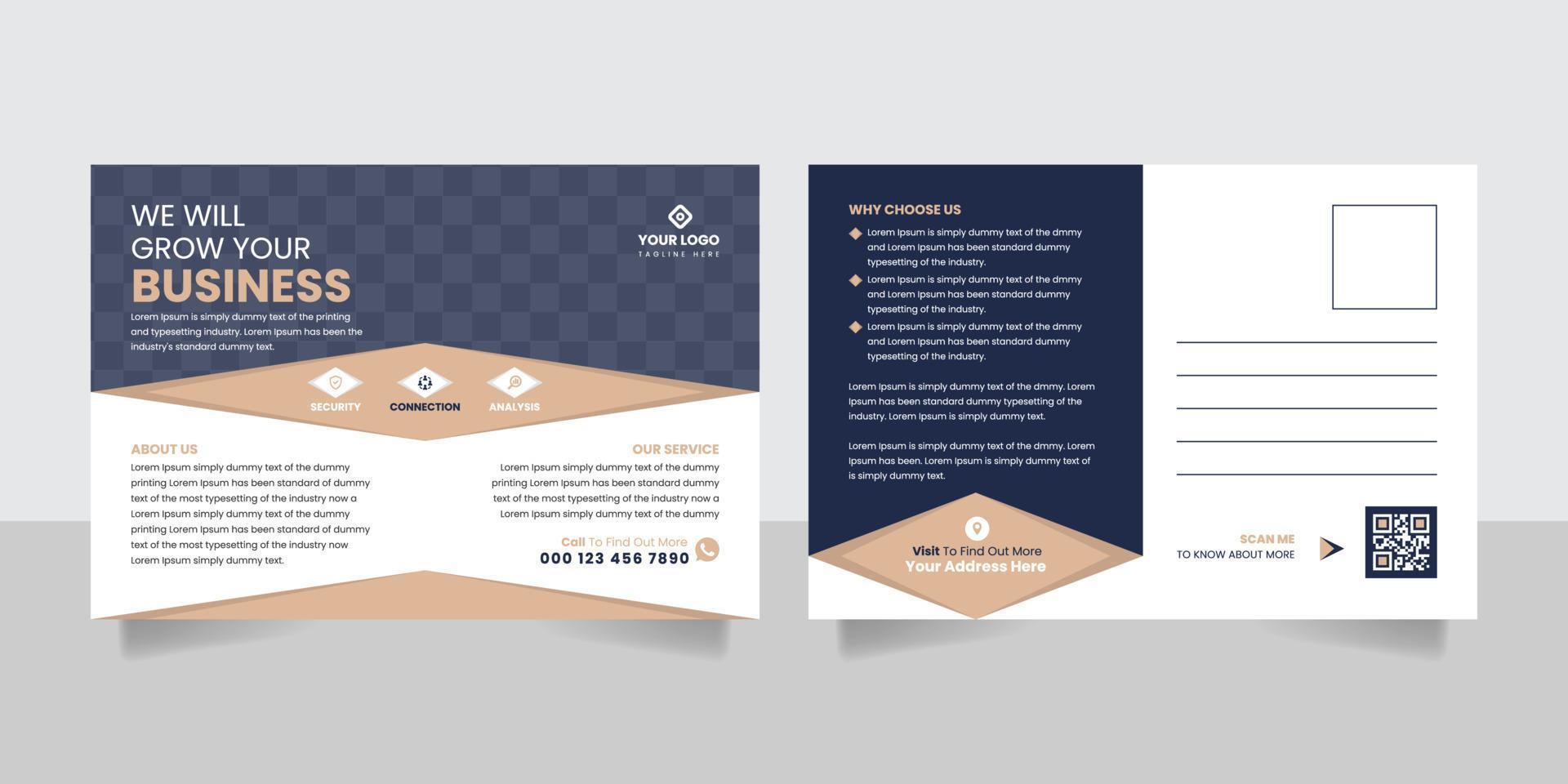 Corporate real estate business postcard design template vector