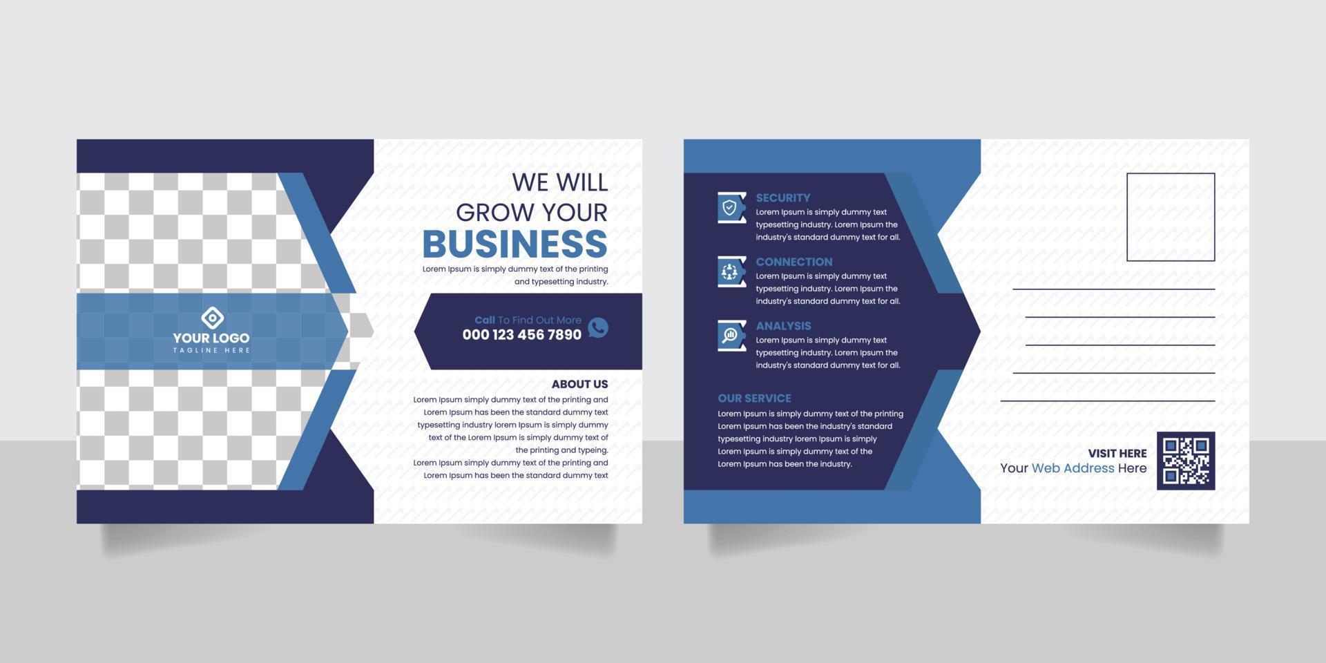 Corporate real estate business postcard design template vector