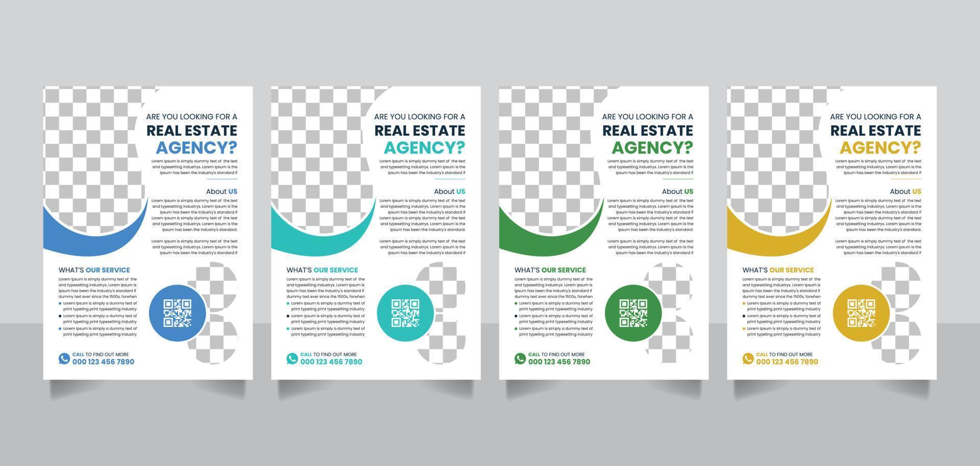 A4 size real estate business agency flyer design template vector