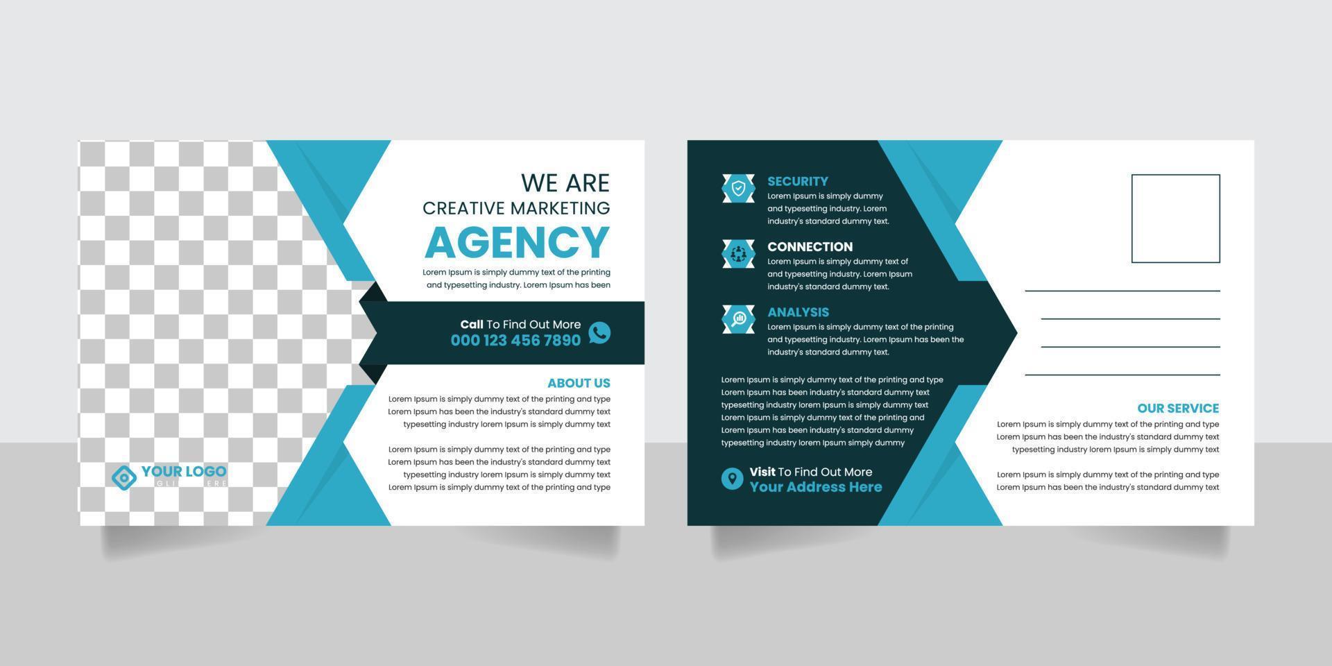 Creative business marketing agency postcard design template vector