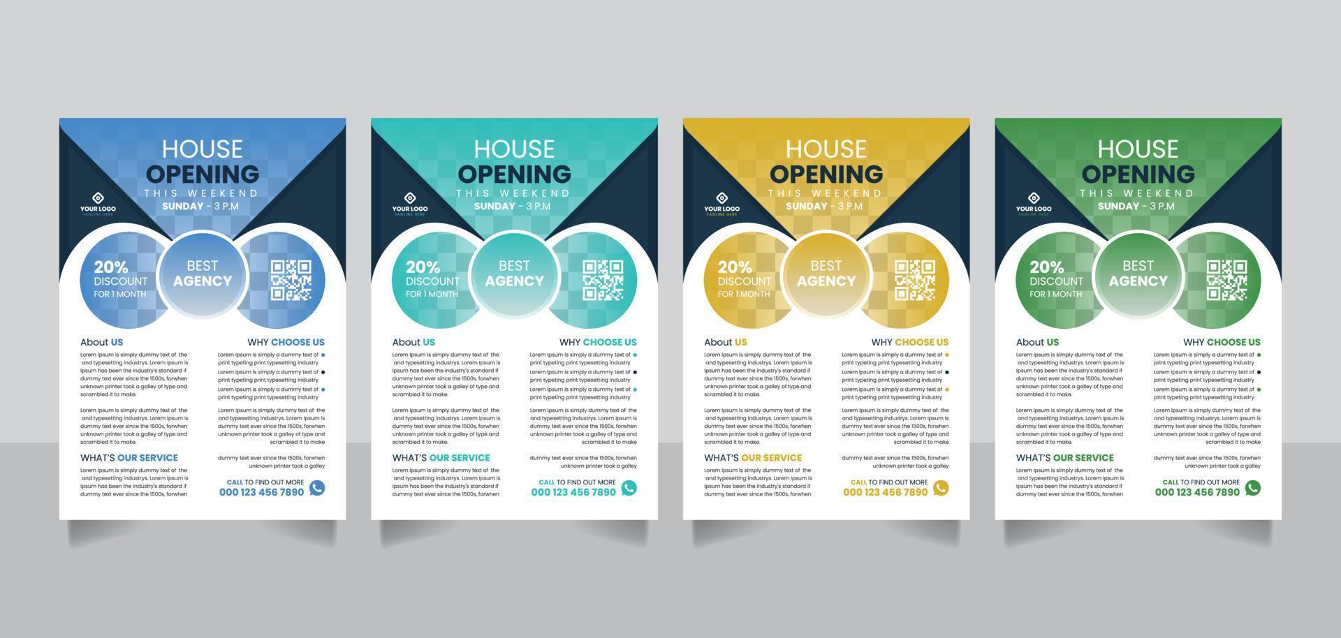 A4 size real estate business agency flyer design template vector