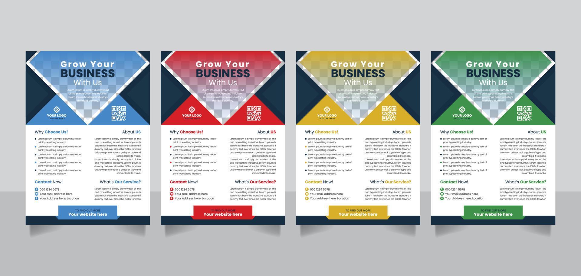 Modern A4 size corporate business poster leaflet banner flyer design template with color veriation vector