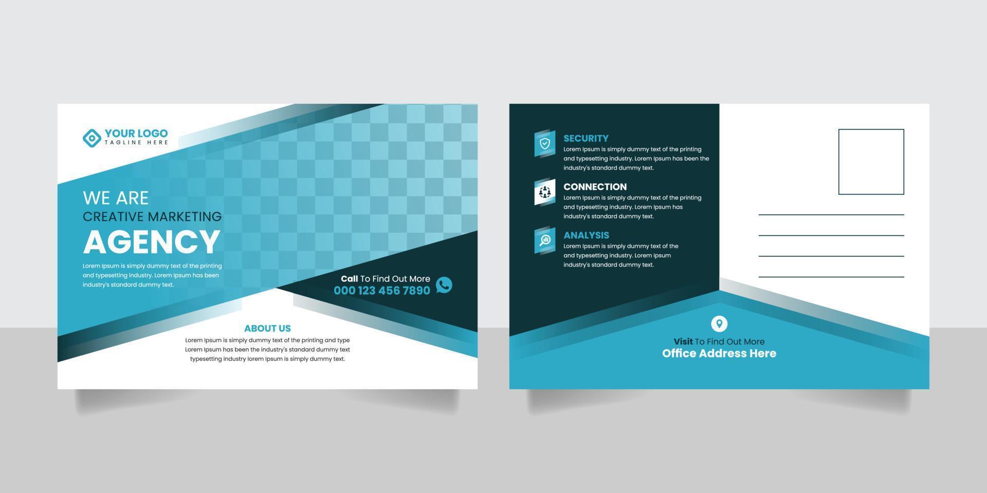 Creative business marketing agency postcard design template vector