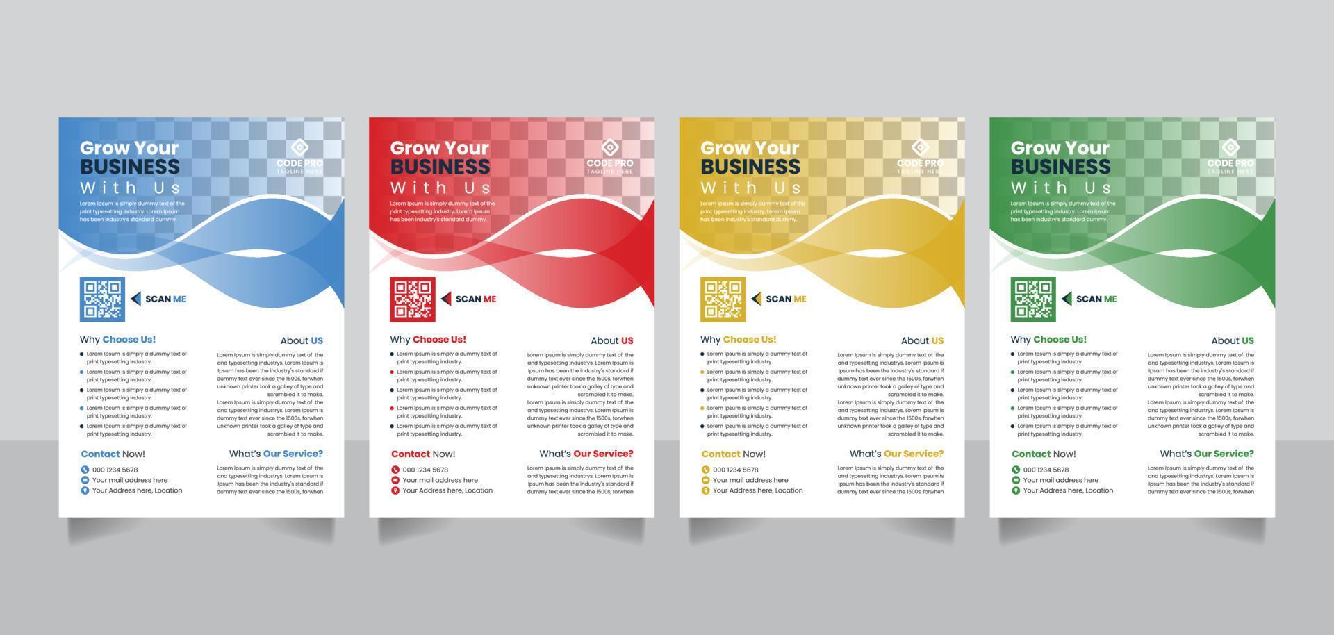 Modern A4 size corporate business poster leaflet banner flyer design template with color veriation vector