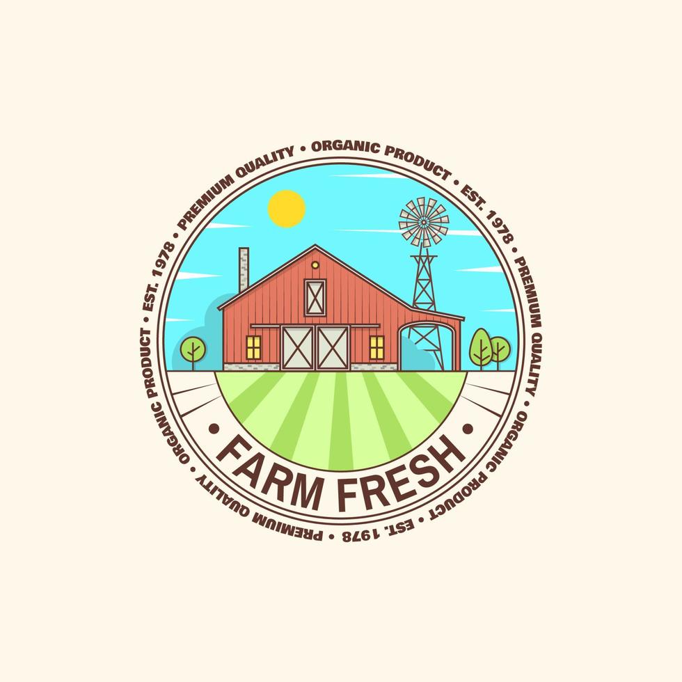 Fresh farm badge, label or sign in vintage style. vector