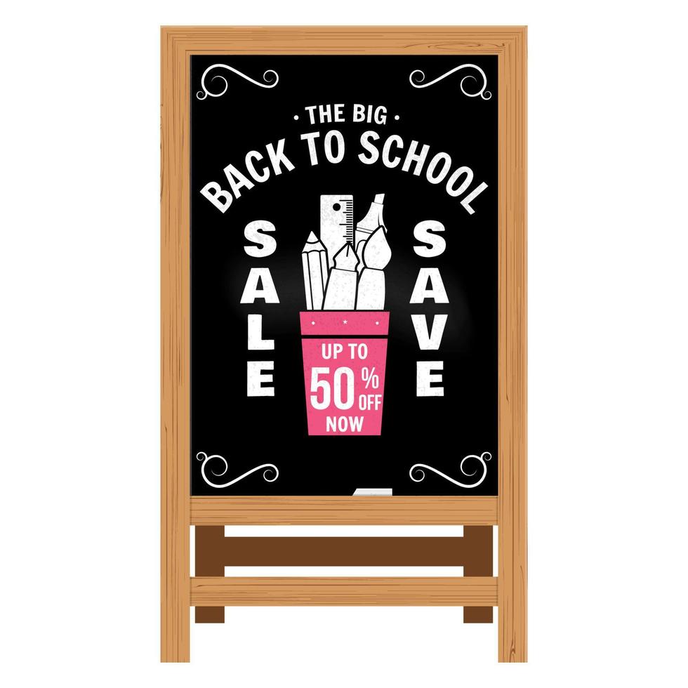 Back to School design. Wooden announcement board. vector