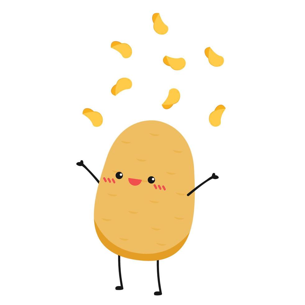 diseño de personajes de patata. vector de rebanada de patata. dibujos animados de patata sobre fondo blanco.