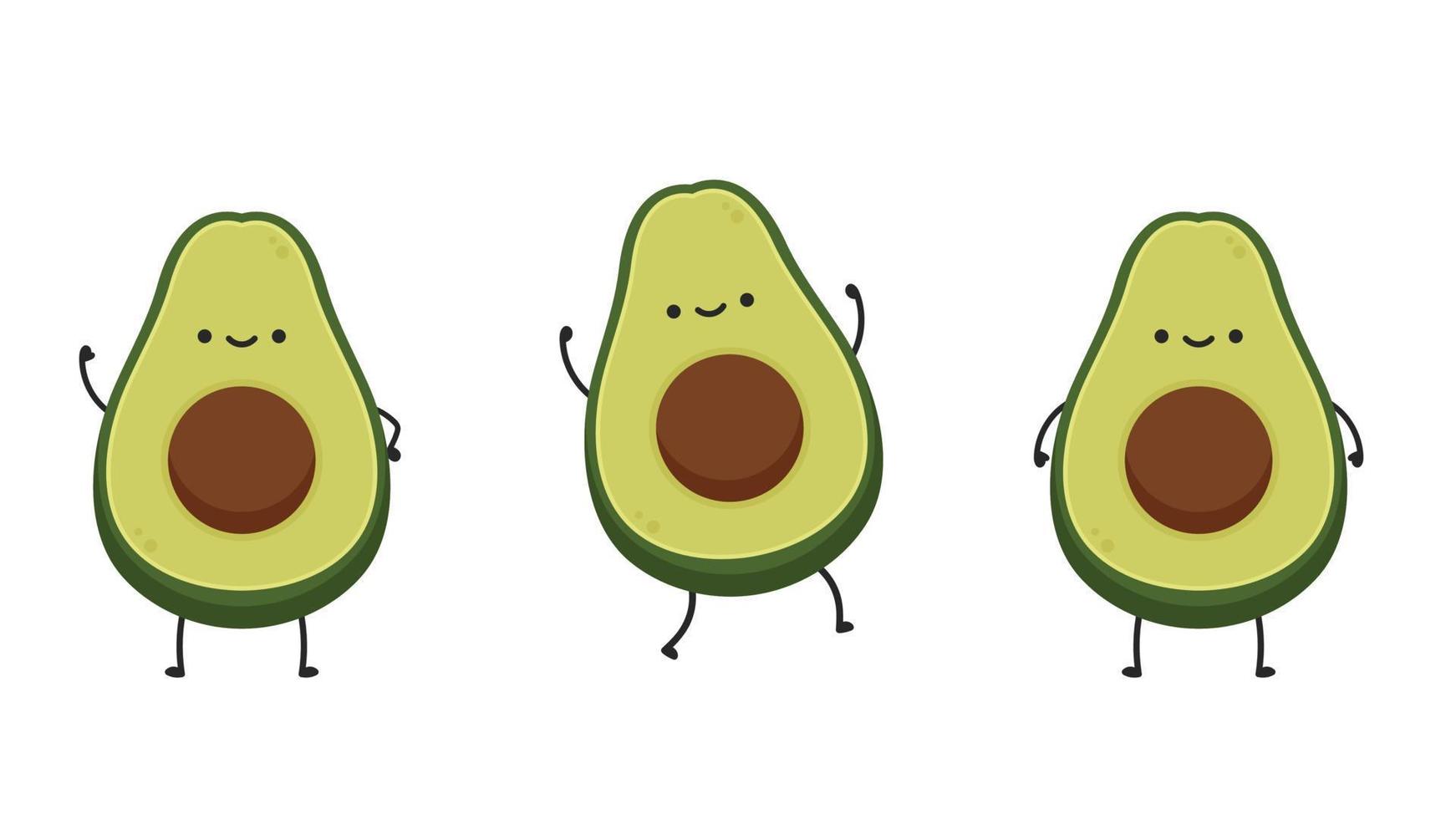 Avocado character design. avocado on white background. vector