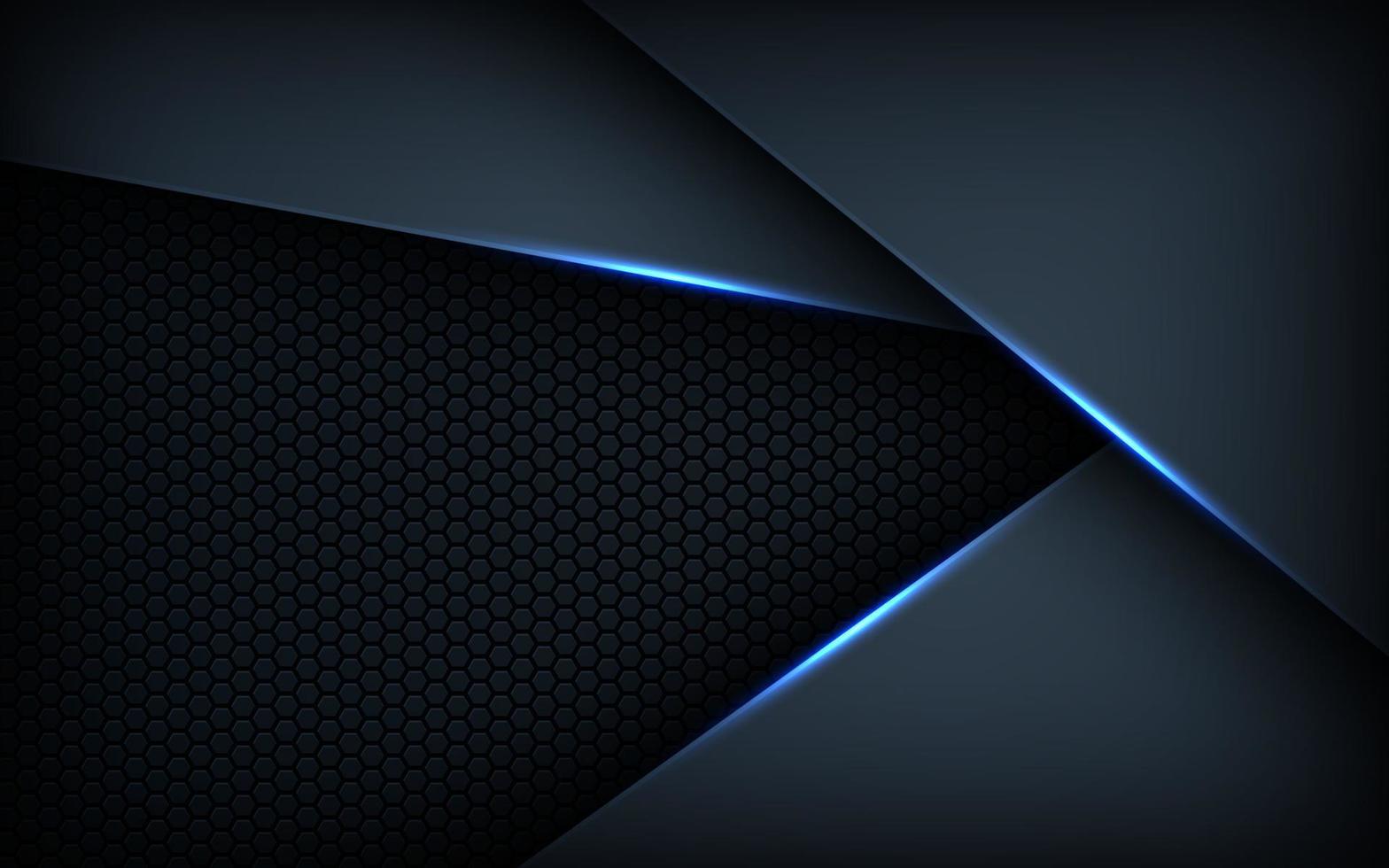 Dark abstract blue light background gradient shapes. navy blue hexagon mesh pattern decoration. vector