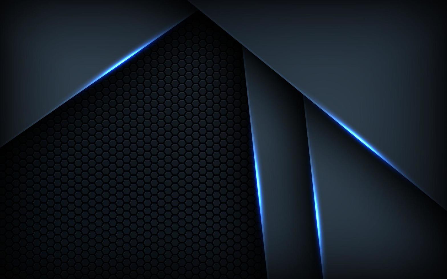 Dark abstract blue light background gradient shapes. navy blue hexagon mesh pattern decoration. vector