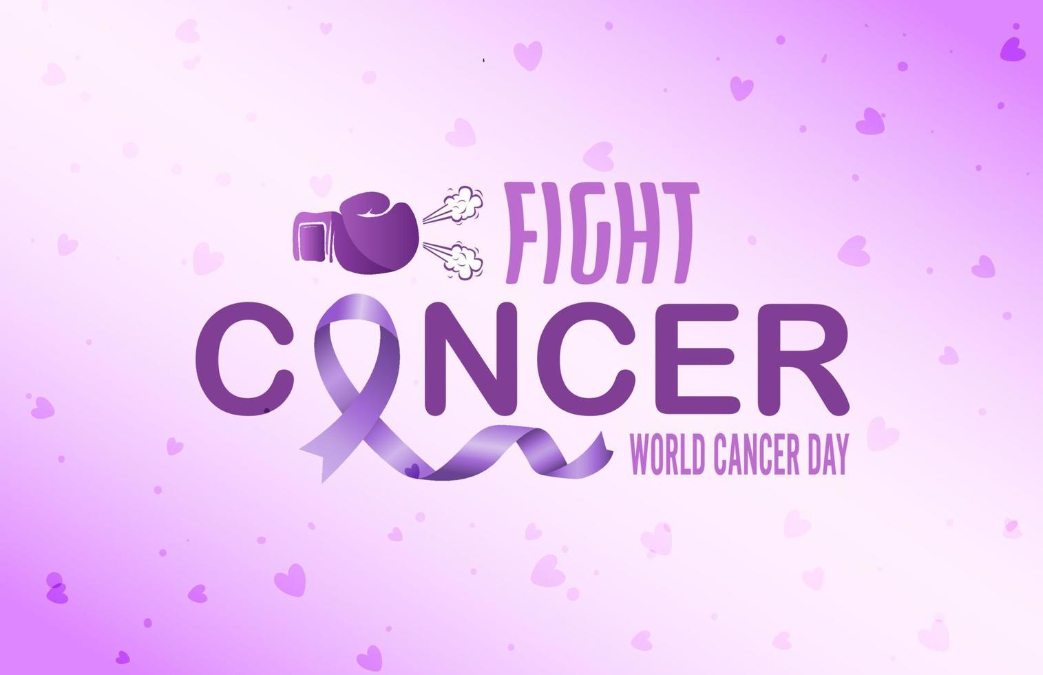 Gradient world cancer day horizontal banner background with purple ribbon vector