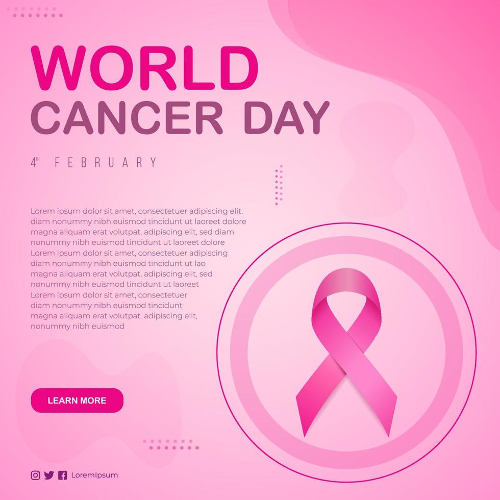 Gradient world cancer day social media Instagram posts collection against cancer vector