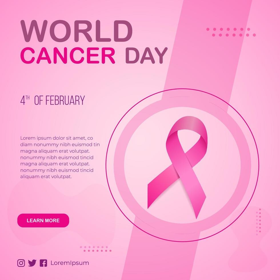 degradado día mundial del cáncer colección de publicaciones de instagram de redes sociales contra el cáncer vector