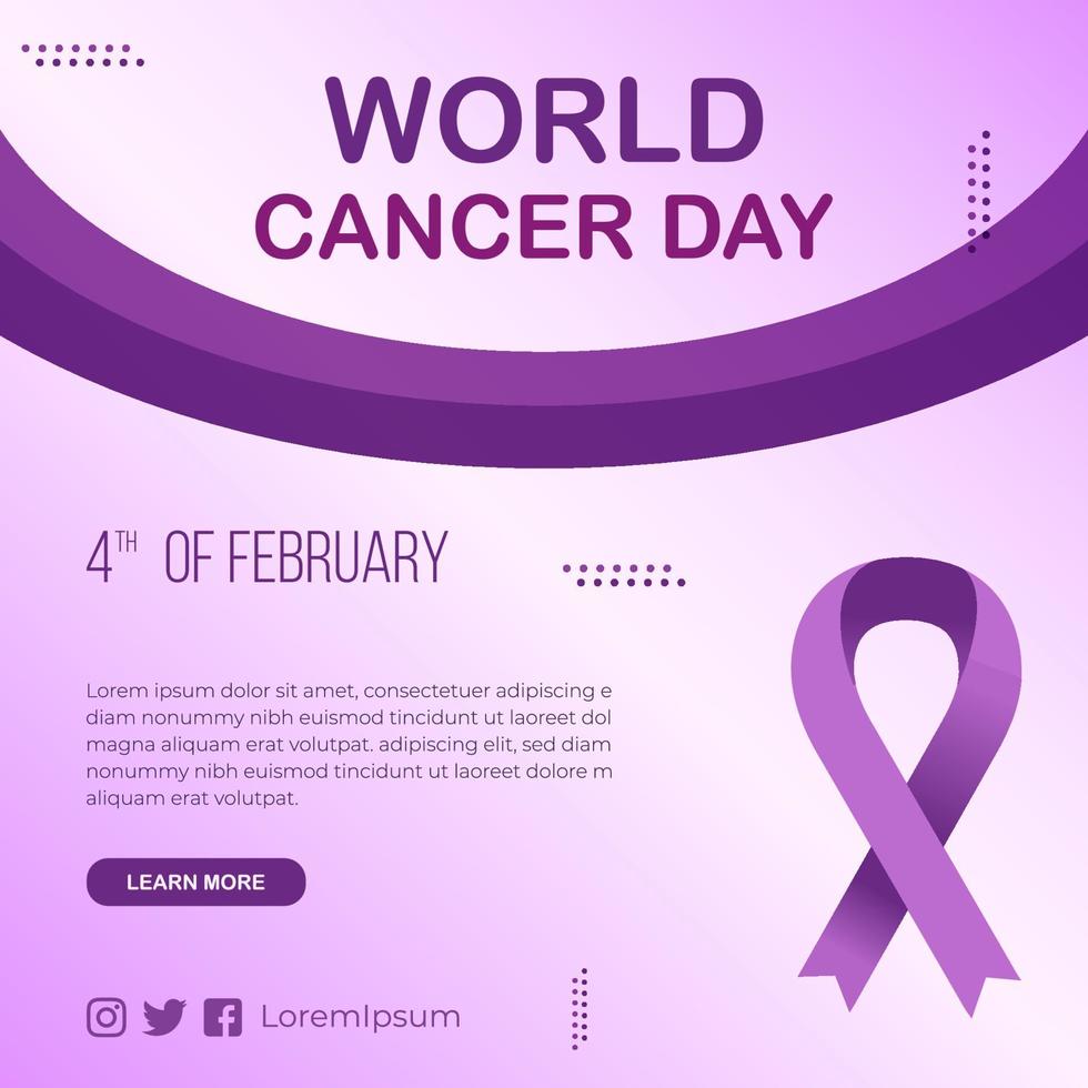 Gradient world cancer day social media Instagram posts collection against cancer vector