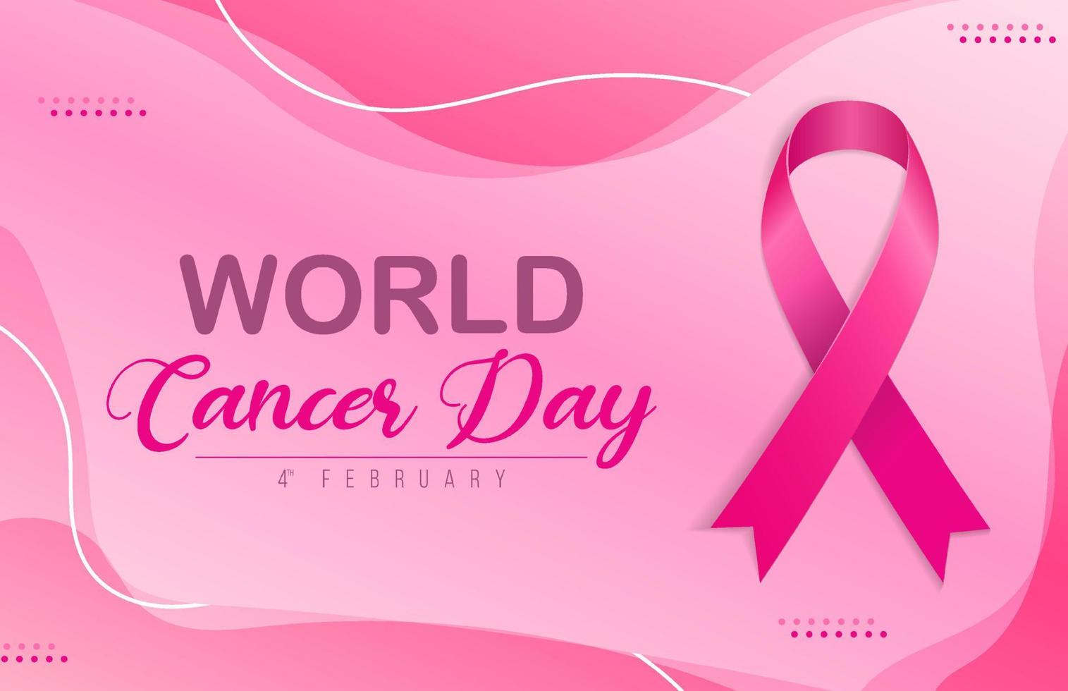 Gradient world cancer day horizontal banner background with pink ribbon vector