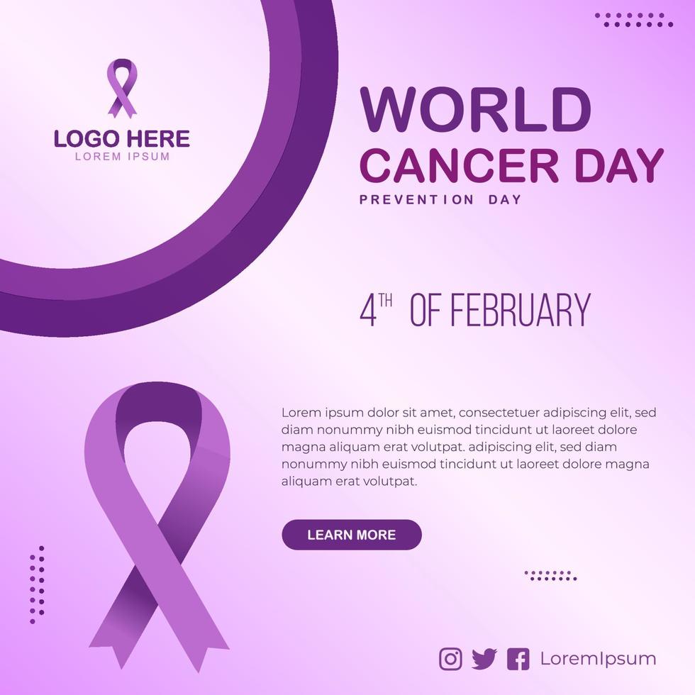 Gradient world cancer day social media Instagram posts collection against cancer vector