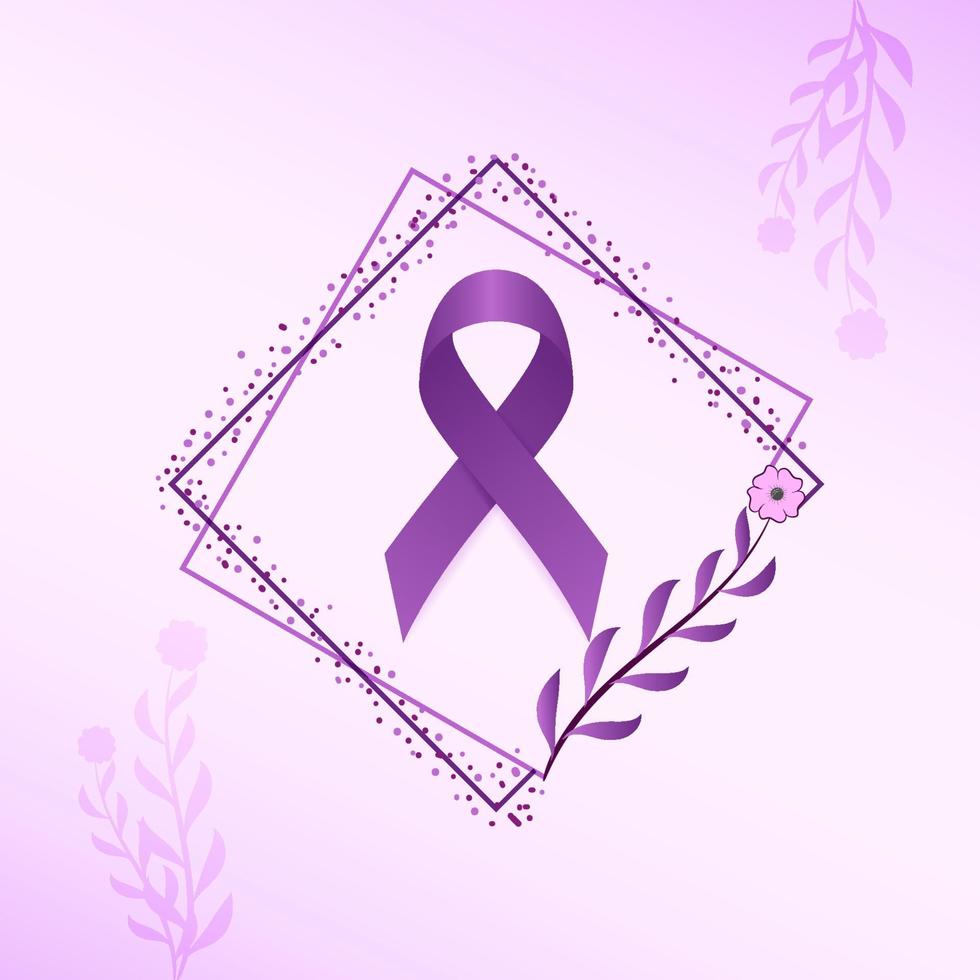 World cancer day illustration with cancer day ribbon and floral for labels vector