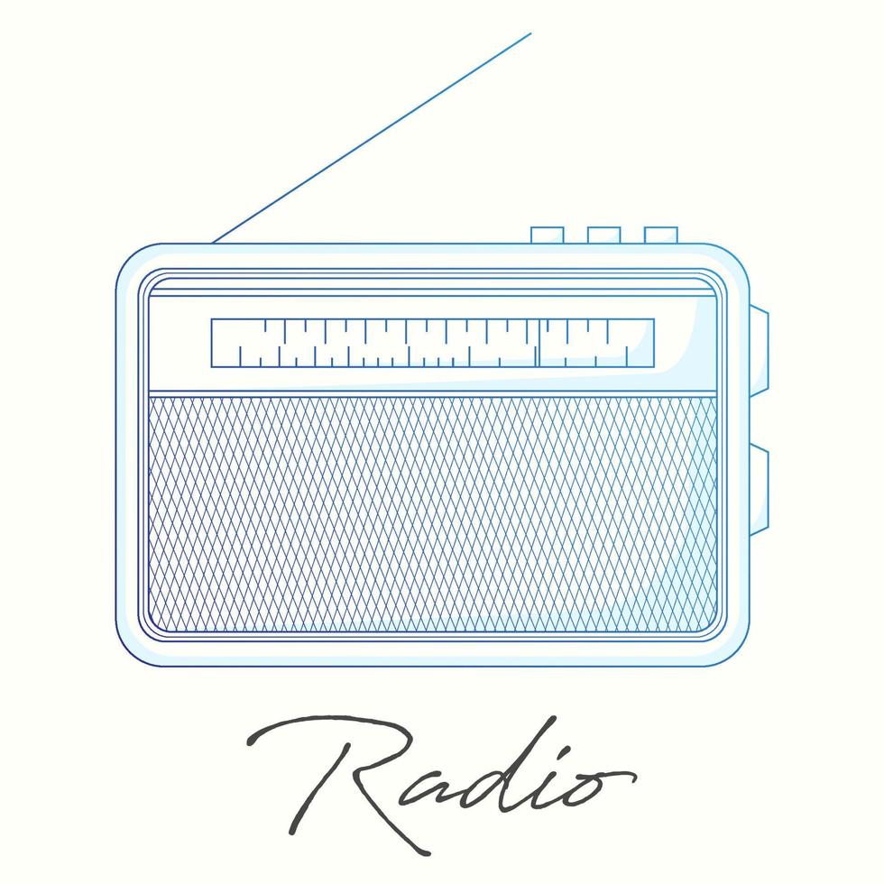 ilustración de radio dibujada a mano aislada sobre fondo blanco vector