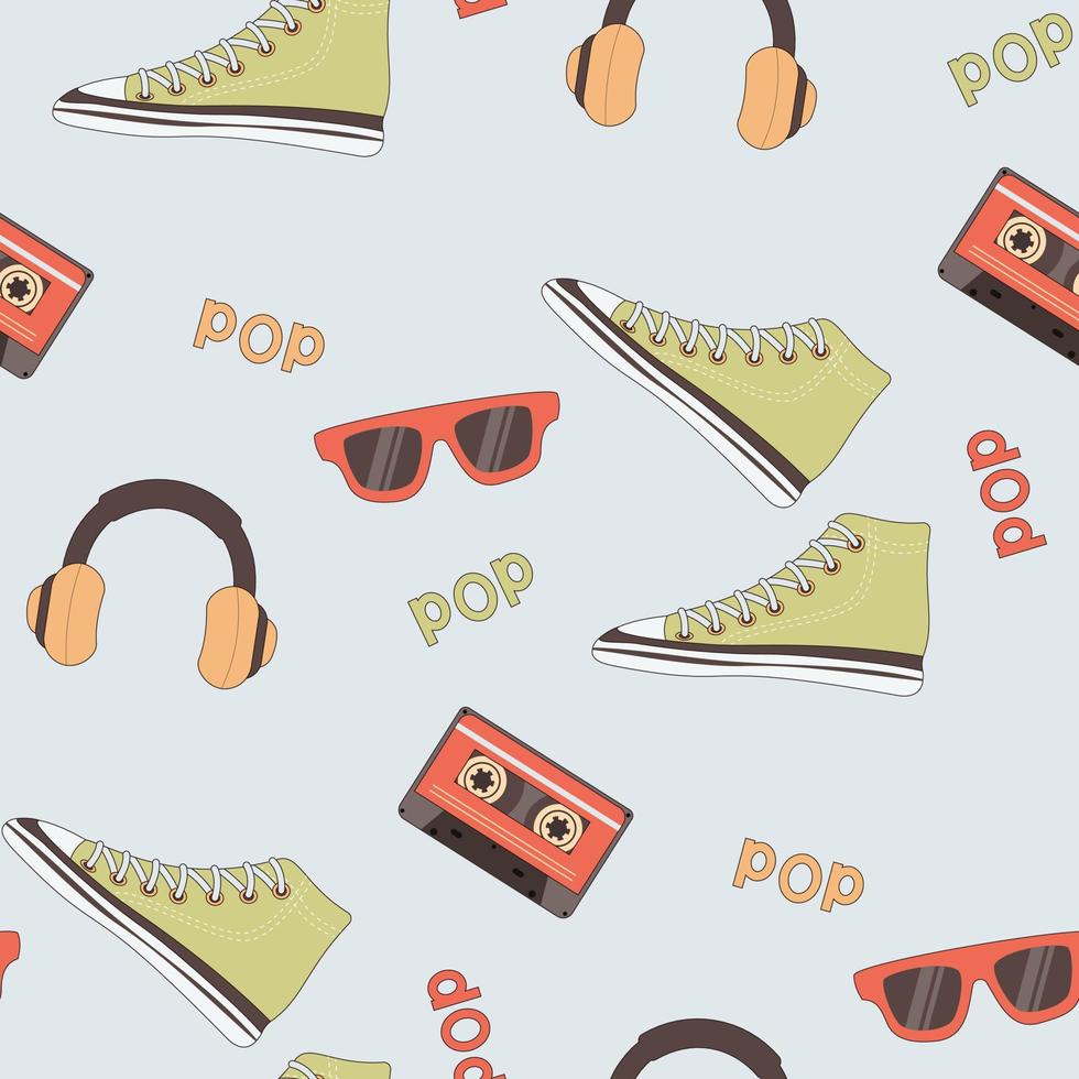 80s style seamless pattern vector