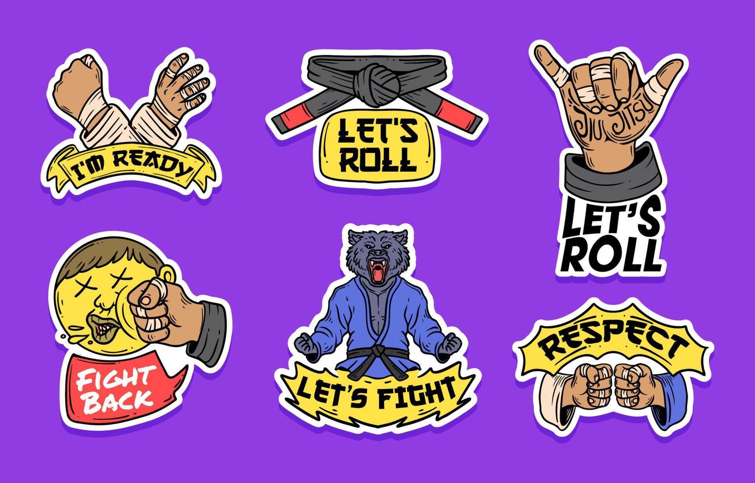 Jiu-jitsu Sticker Set vector