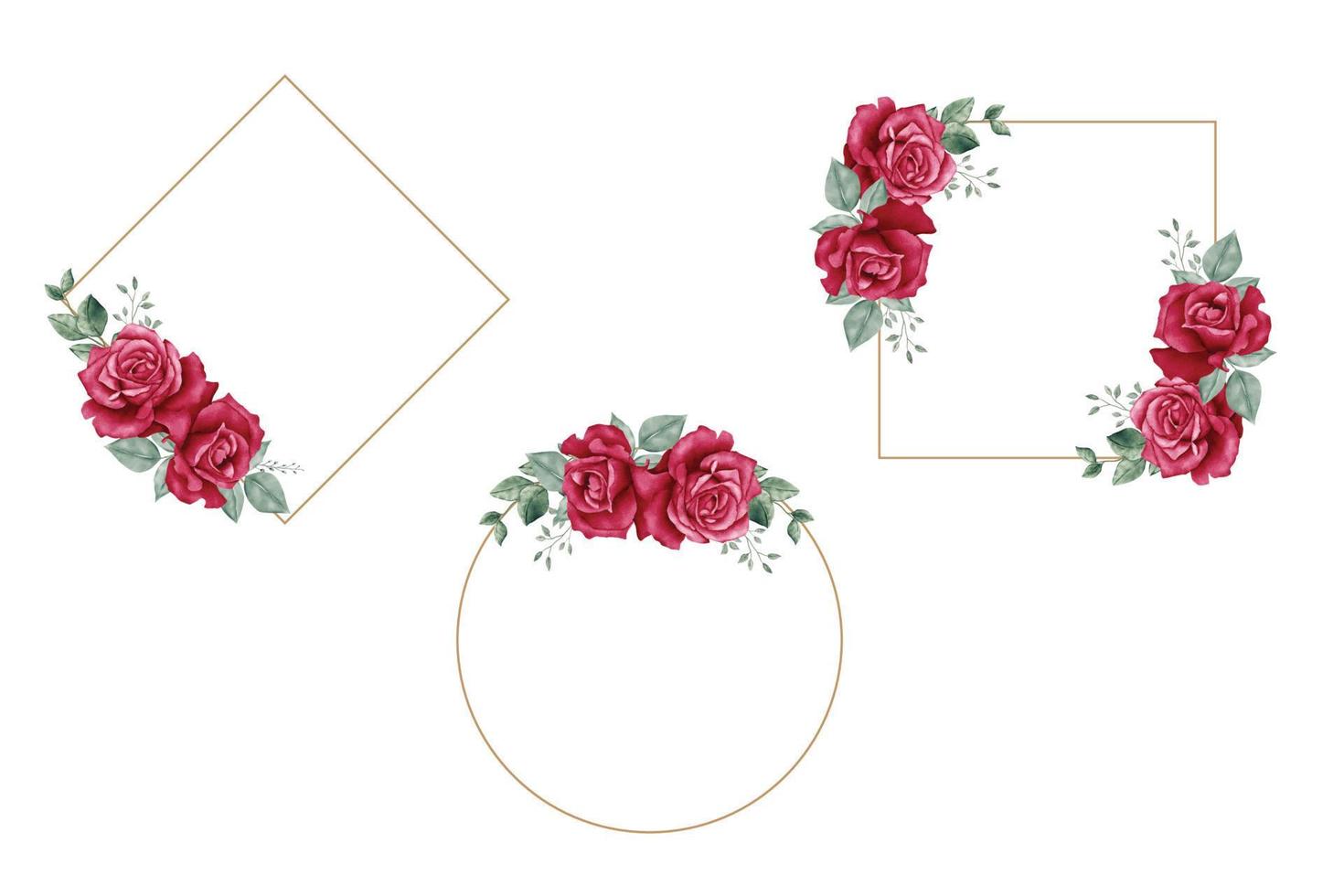 Beautiful Floral Rose borders Watercolor vector