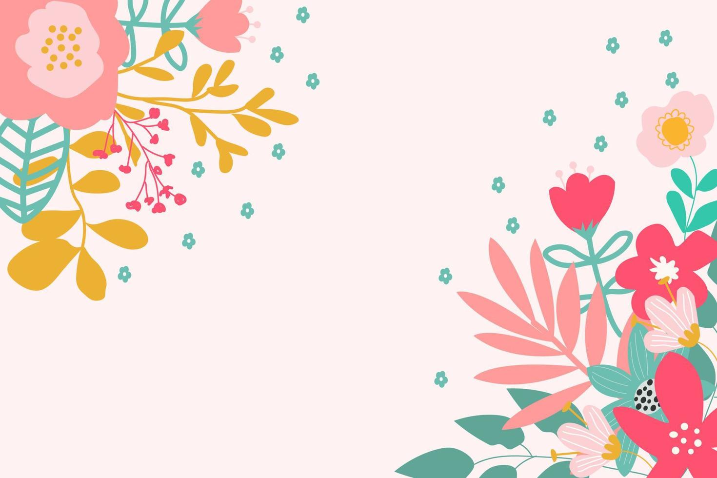 flat styled floral background vector