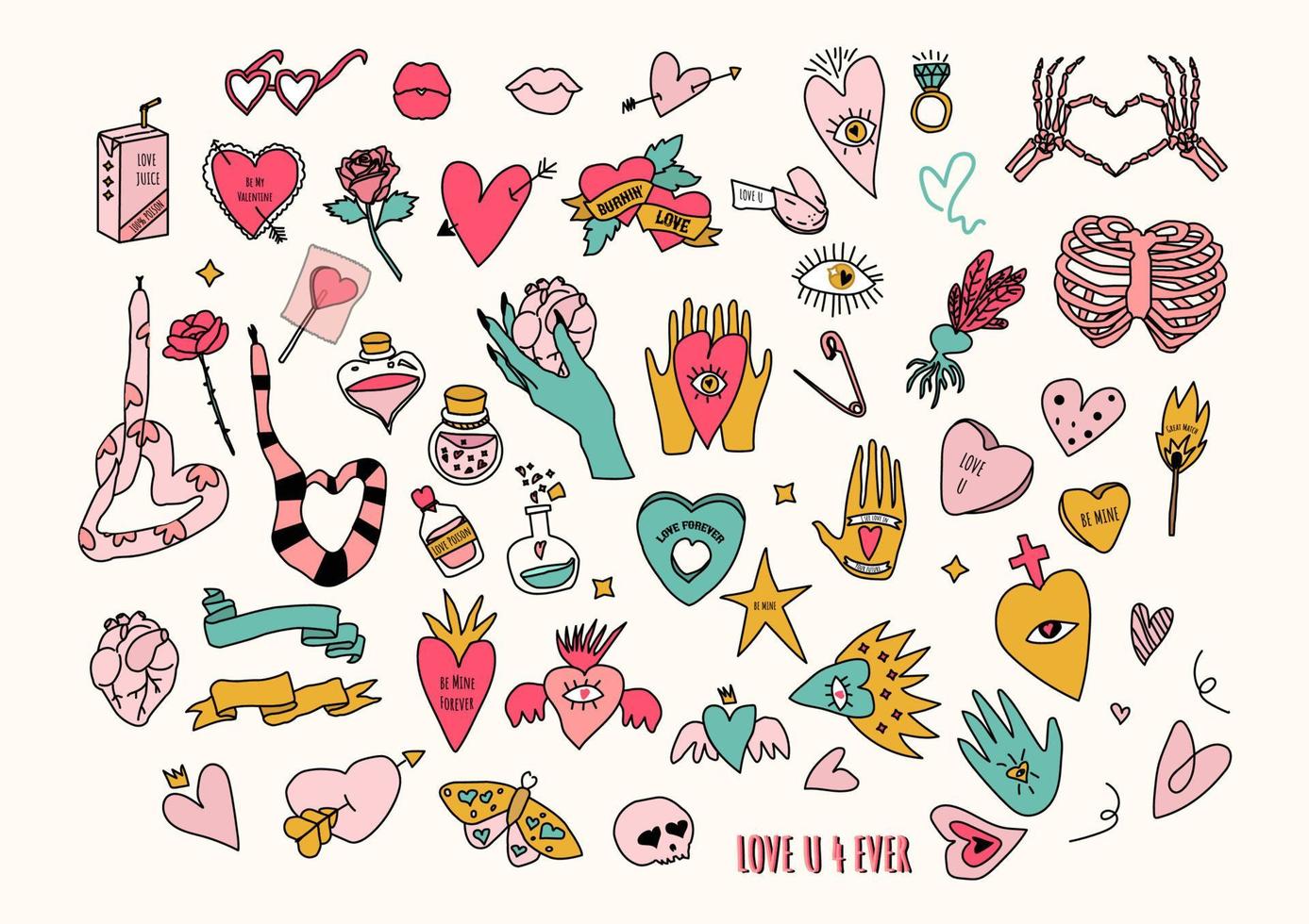 romantic collection of valentines day elements vector