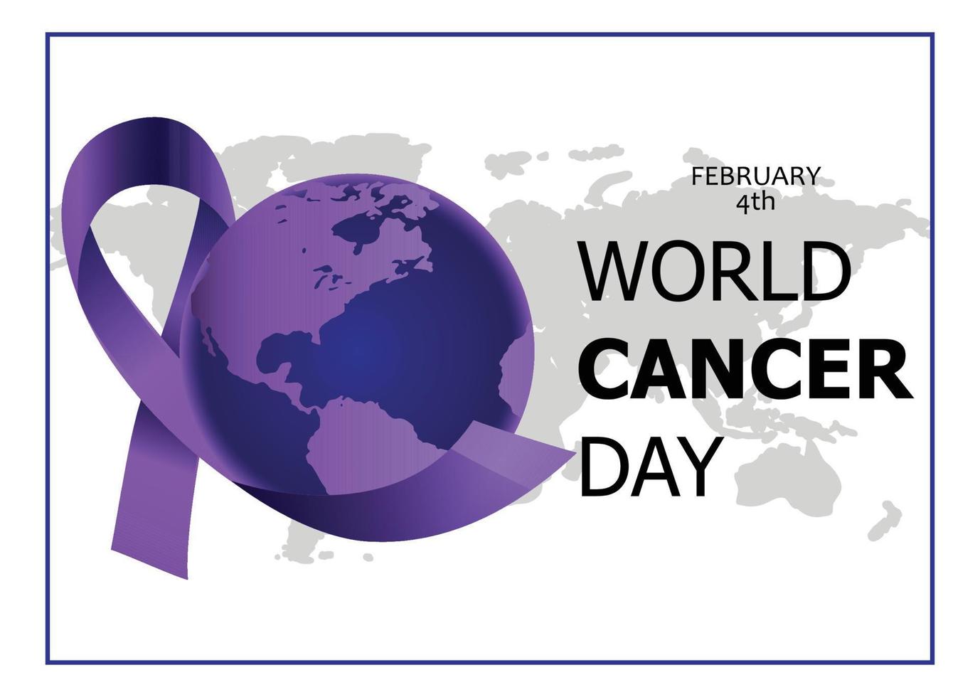 world cancer day ribbon  and world map illustration design vector