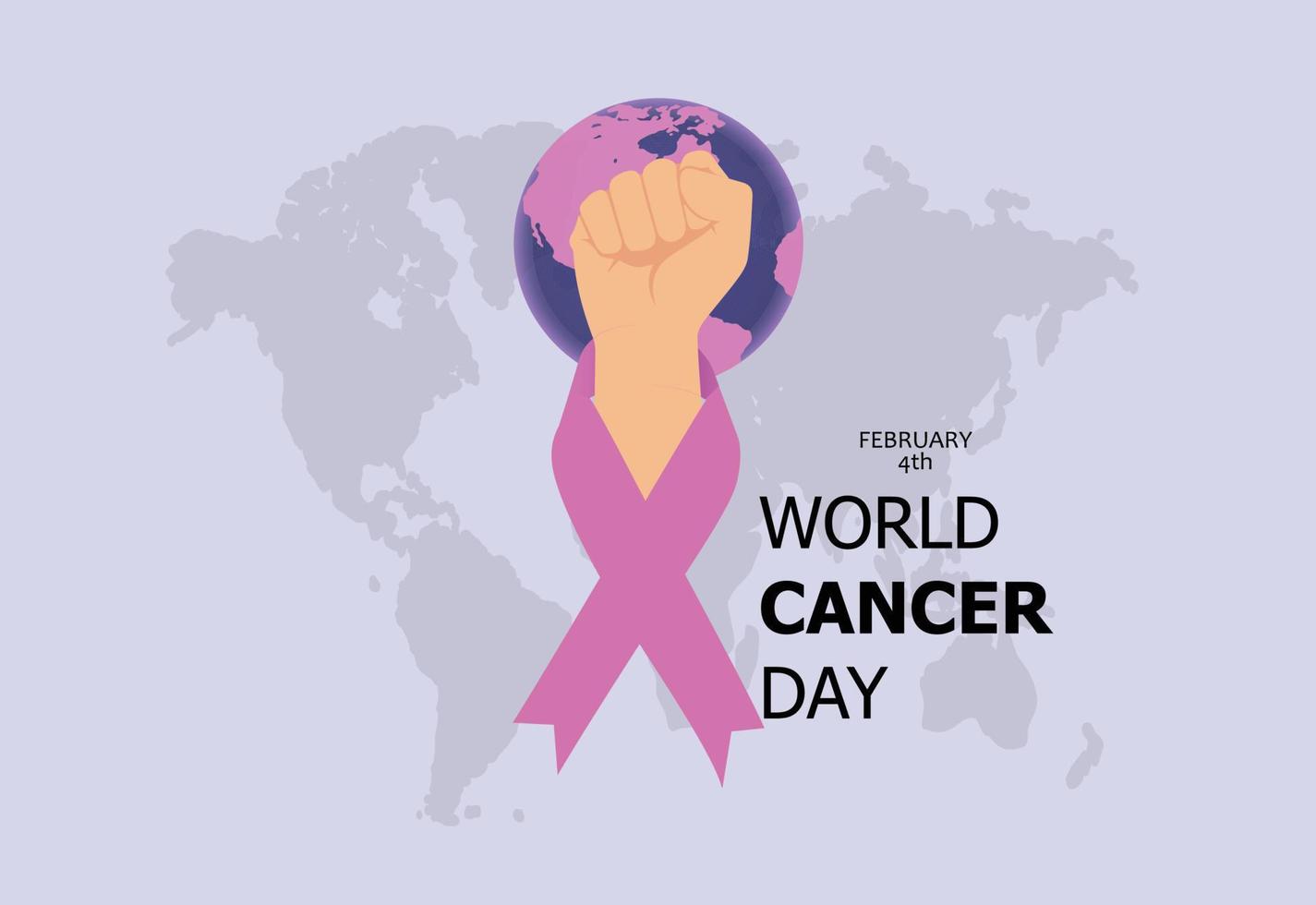 hand with ribbon of world cancer day vector illustration design