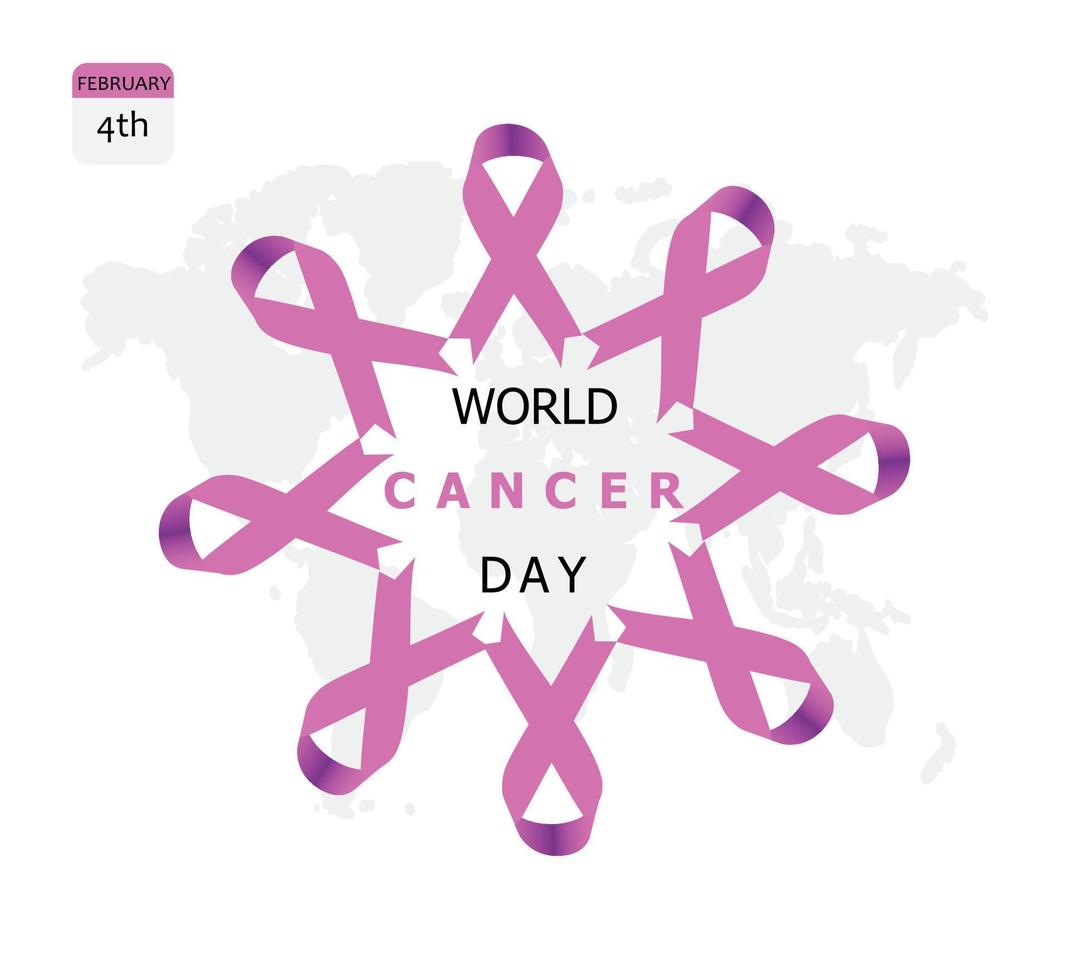 Vector illustration of World Cancer Day with ribbon