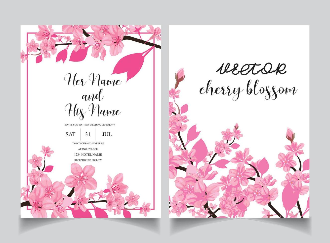 hermoso diseño floral de la tarjeta de invitación de boda vector