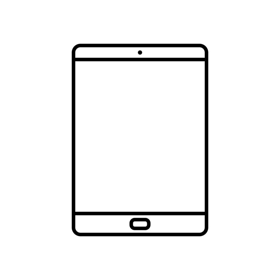 Tablet, tab icon in line style design isolated on white background. Editable stroke. vector