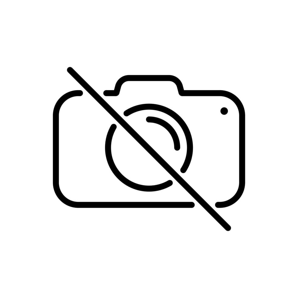 Camera not allowed, no photography, image not available concept icon in line style design isolated on white background. Editable stroke. vector