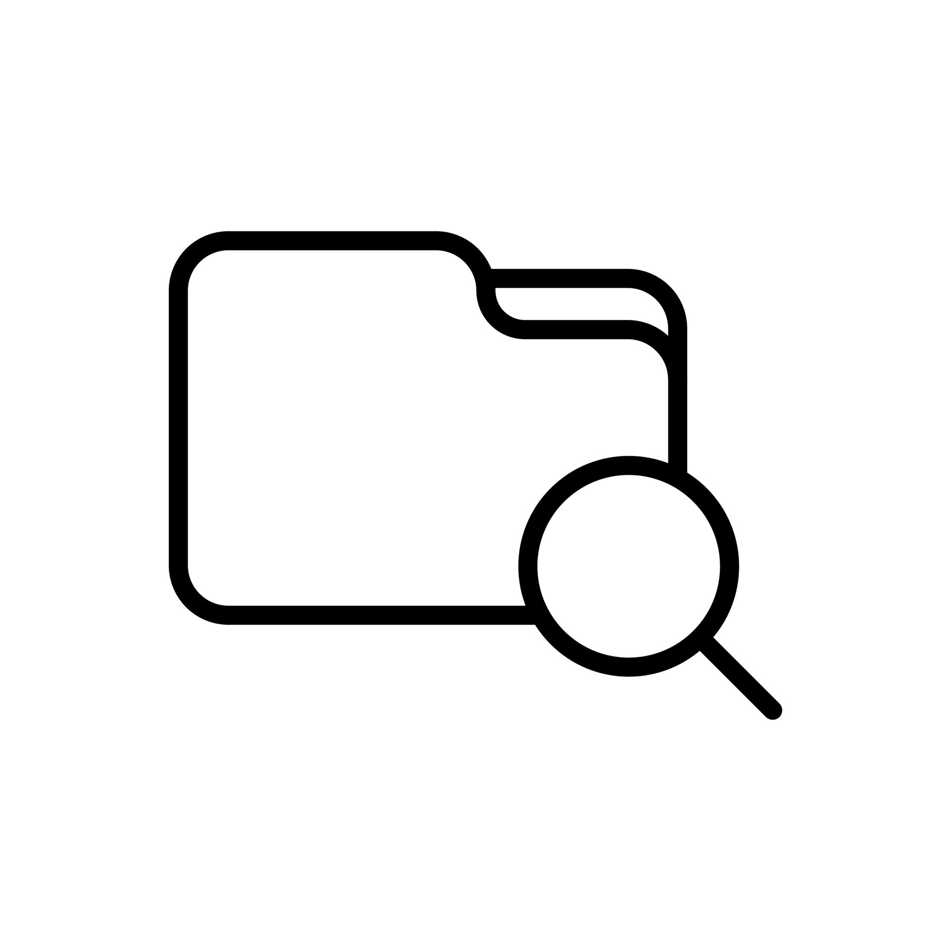 Search file, folder icon in line style design isolated on white ...