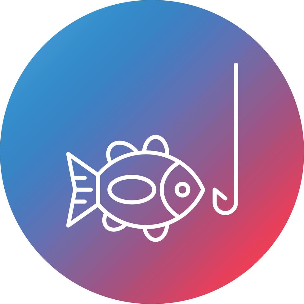 Hooked Fish Line Gradient Circle Background Icon vector