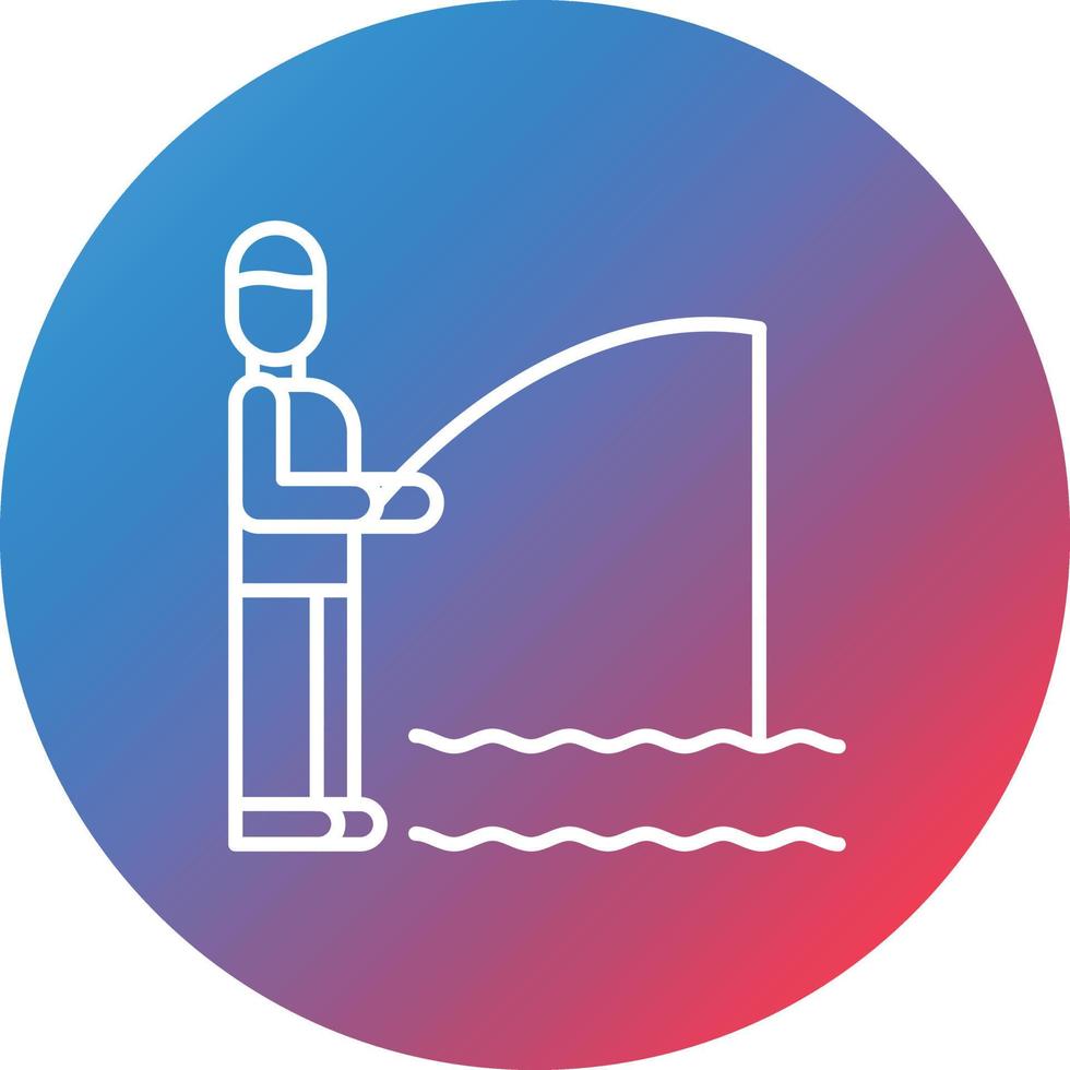 Shore Fishing Line Gradient Circle Background Icon vector