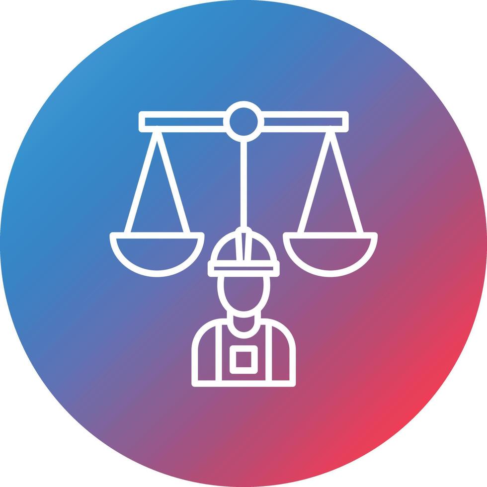 icono de fondo de círculo degradado de línea de derecho laboral vector