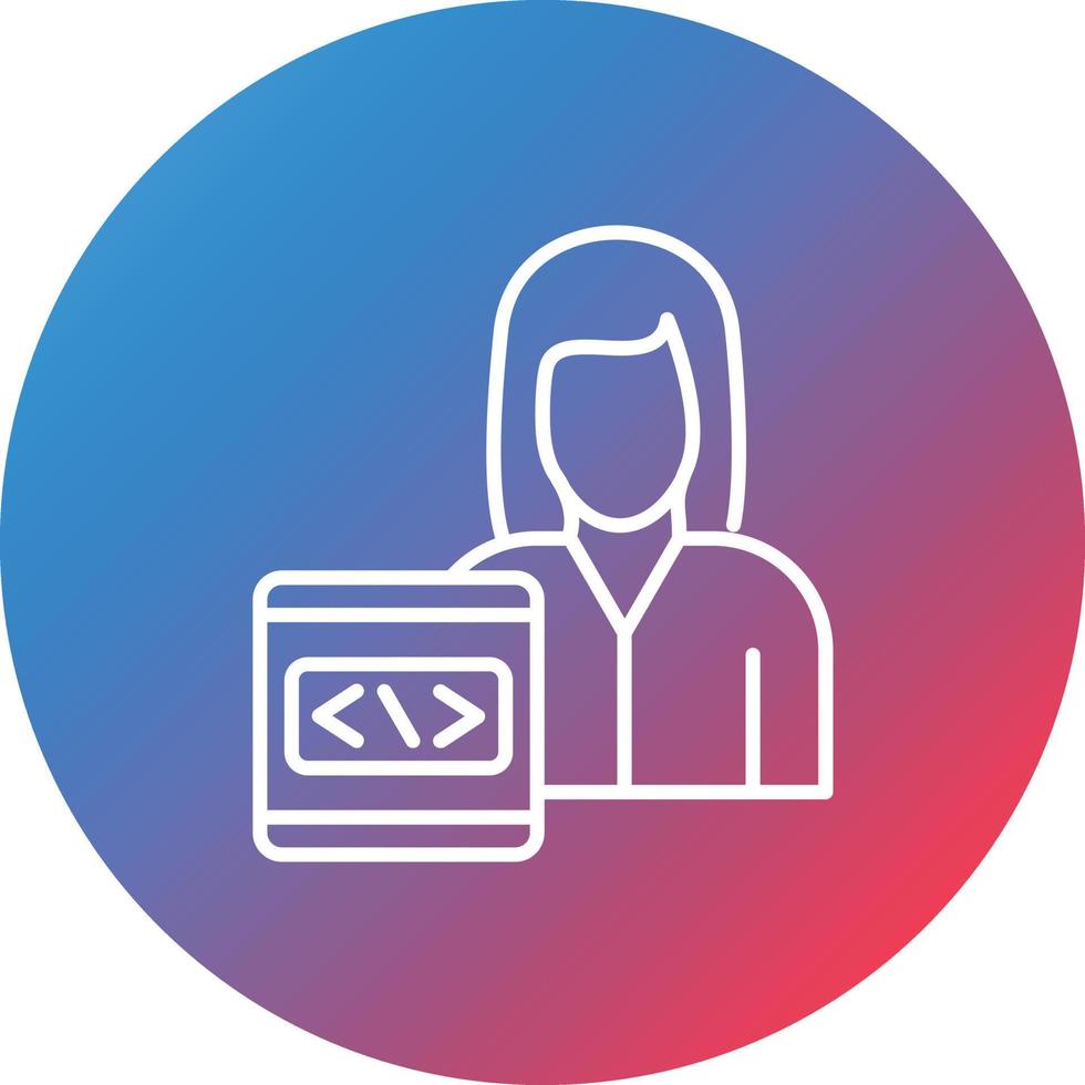 Developer Female Line Gradient Circle Background Icon vector